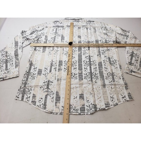 Deer Lady Mens Shirt Short Sleeve Collared Button Up Floral Print White Size XL - Picture 8 of 10